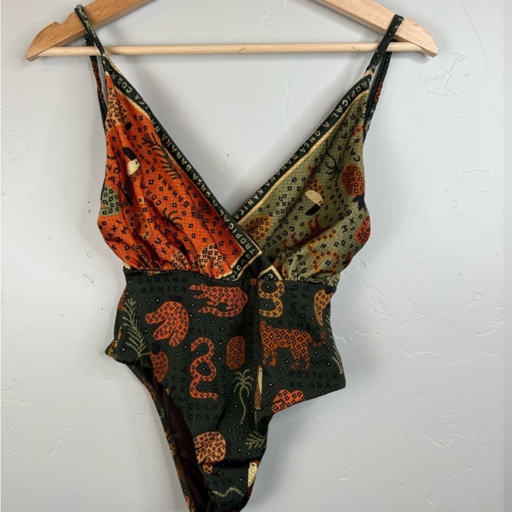 FARM Rio Praia V-Neck Jungle One-Piece Swimming/Bodysuit Medium
